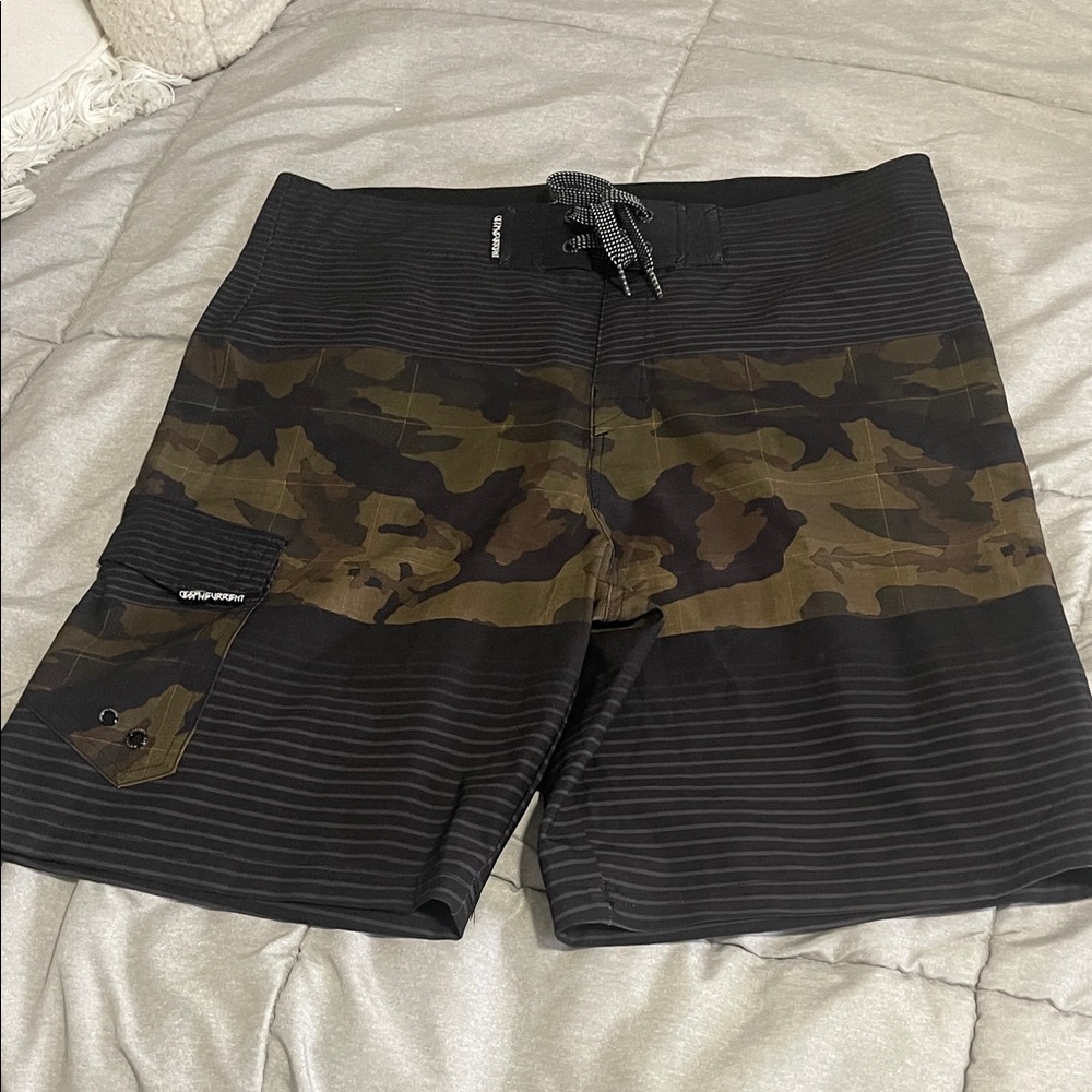 Ocean Current Camouflage and Black Board Shorts
